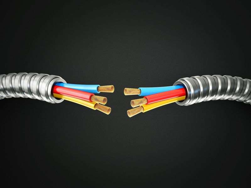 electric cable isolated on a black background